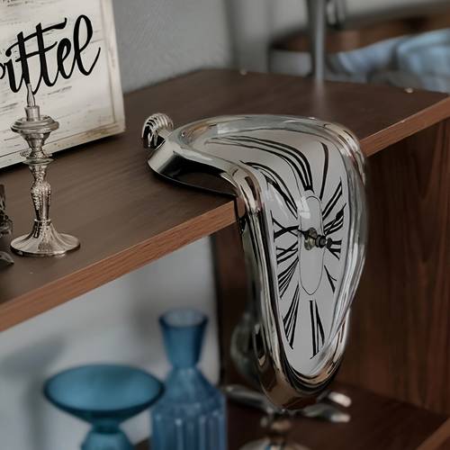 melting clock melted clock gift decor art inspired wall clock twisted shelf hanging for decorative shop office home desk roman