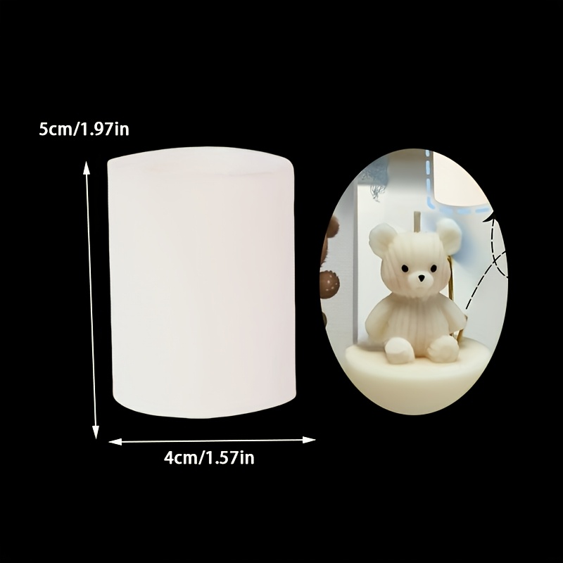 E-shop Mini Plüschbär Silikonform - 3D Niedlicher Bär Kerzenherstellungsset, Kreative Gestrickte Bär und Gipswachs Bastelformen