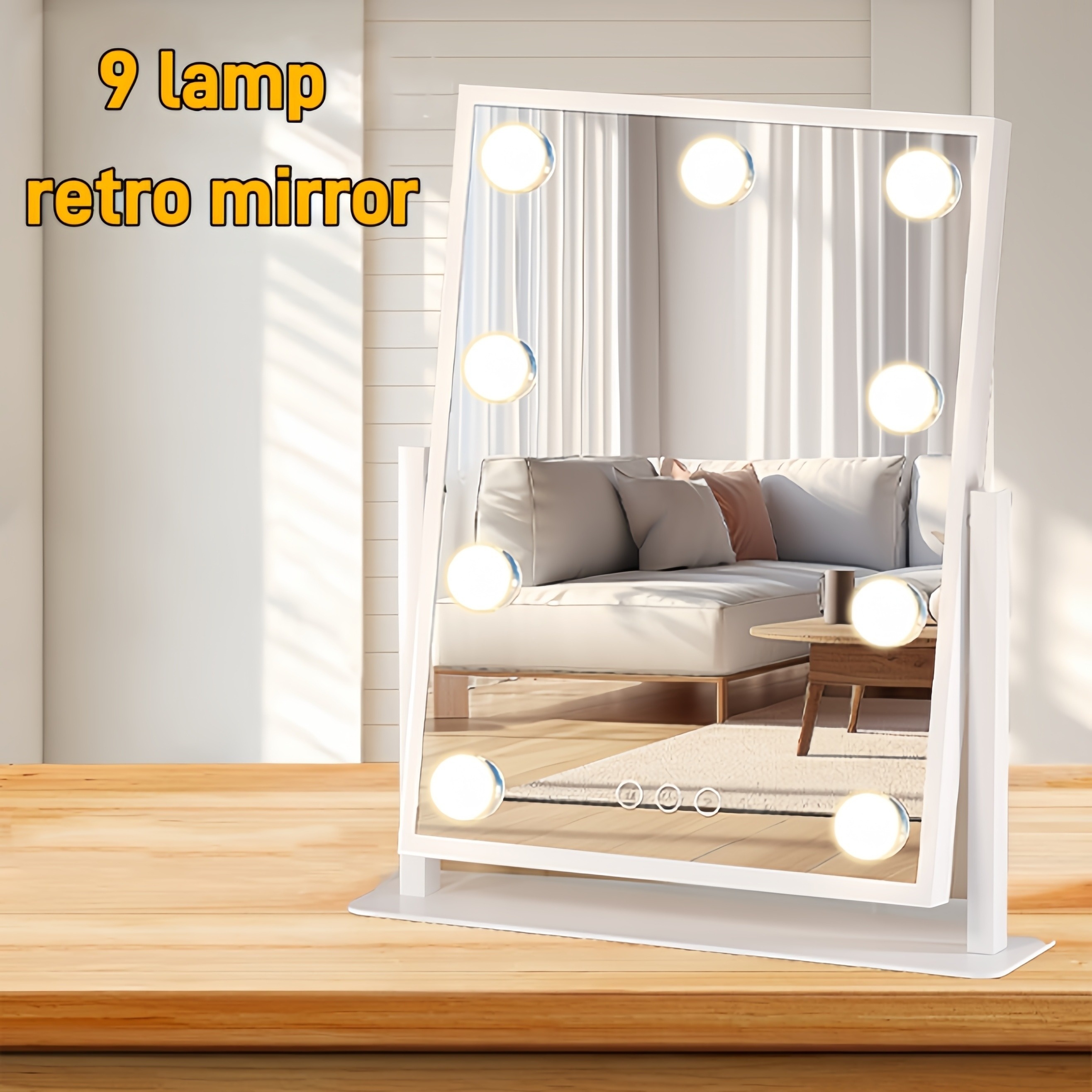 

Rectangular Makeup Mirror With 3 Color Adjustable Light, Adjustable Mirror, Rectangular With Touch Switch, Can Up And Down Vanity Mirror. Suitable For Bedroom, Study, Desk