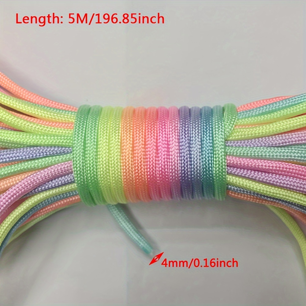 1pc 5m Fluorescent Rainbow Cord, -core Dyed With Light Rainbow , Handmade Accessory