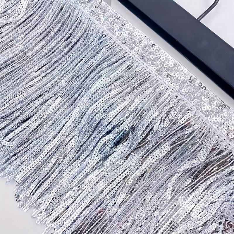 Image of 2-yard/piece 15cm Beaded Fringe Lace Trim Ribbon For Dance Skirts, Performance Dresses, And Clothing Accessories