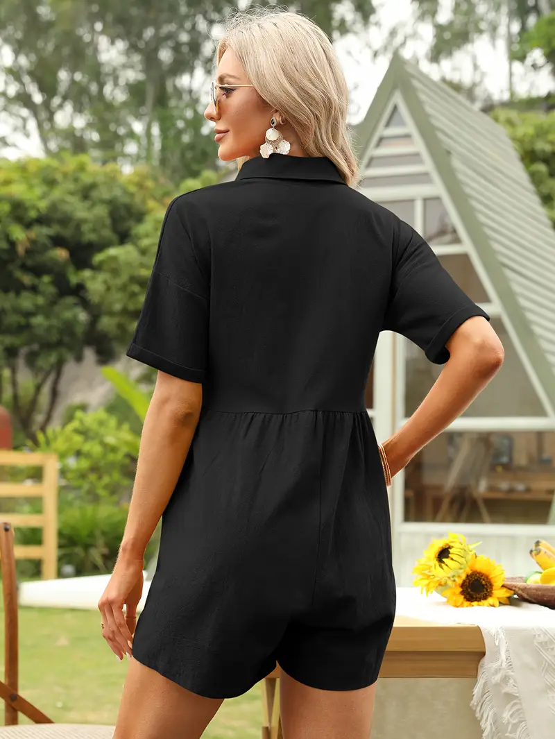 womens summer casual short sleeve button shorts - Temu womens summer casual short sleeve button shorts - Temu