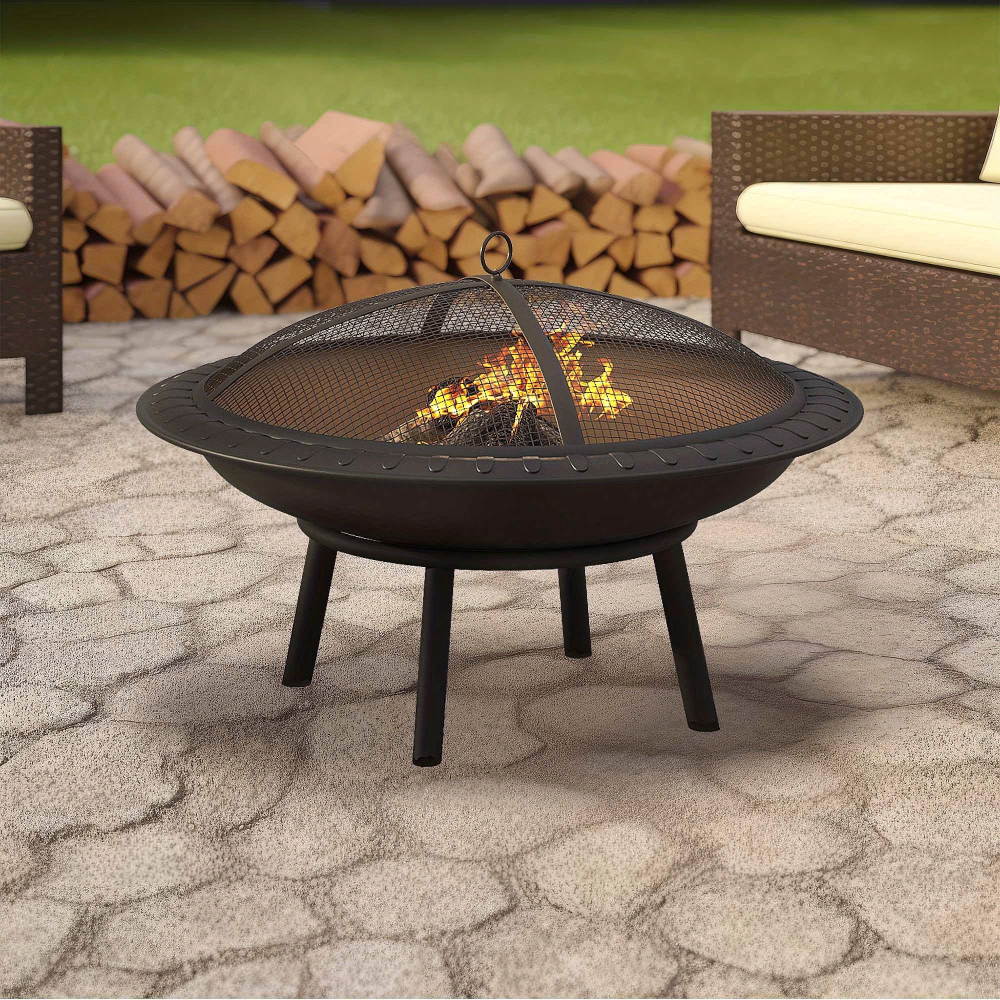 

Roadrix 24" Outdoor Patio Fireplace With Spark Screen And Wood Burning Design For Christmas Gift