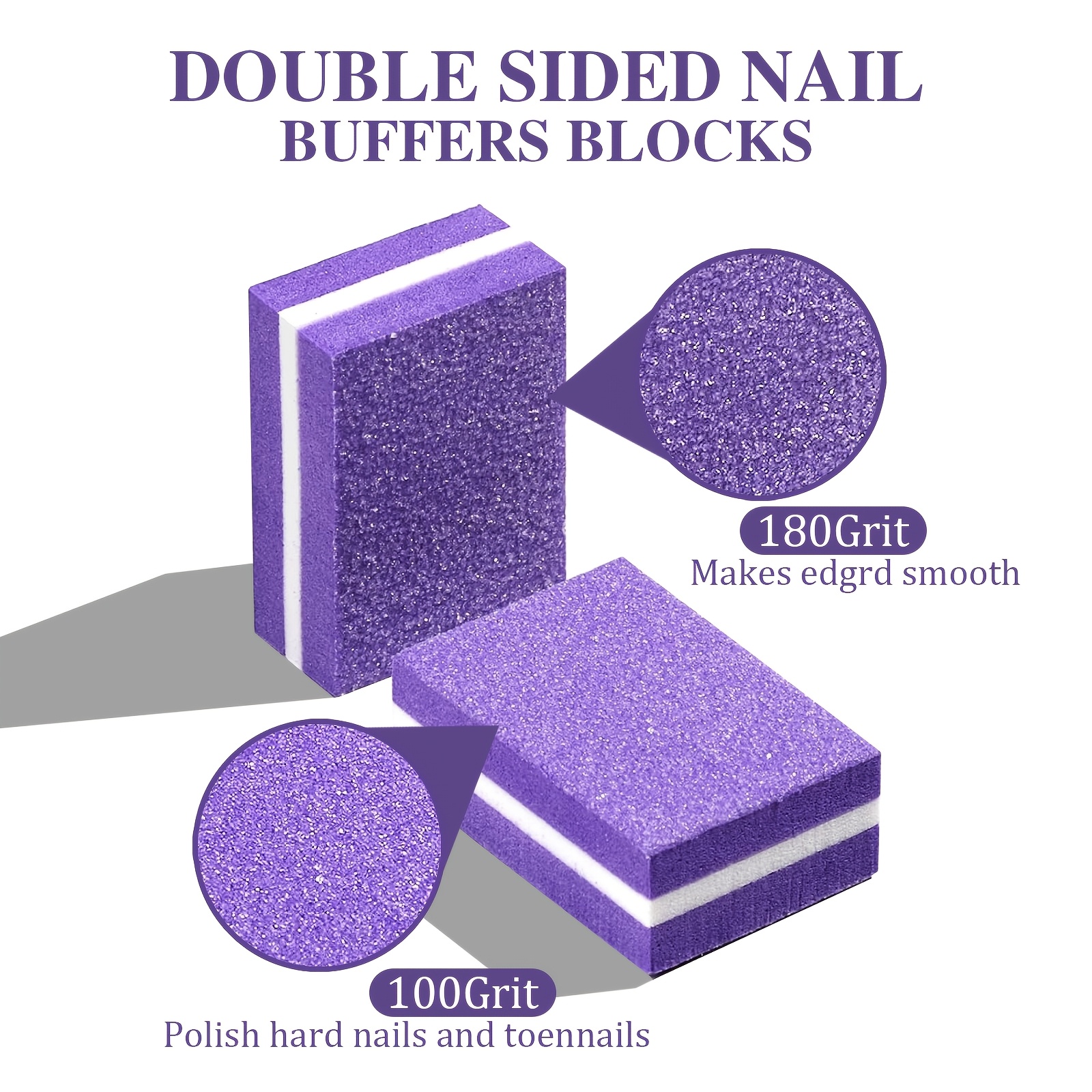 20pcs Double-Sided Nail Buffers, Mini Nail Files for Home & Salon Use
