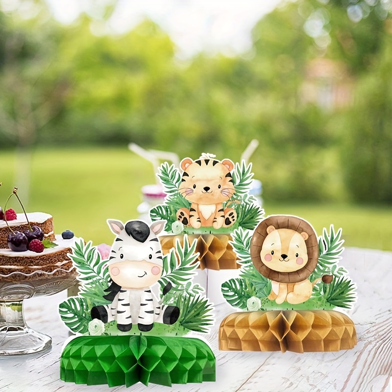 

7pcs, Jungle Animals Paper Honeycomb, Happy Birthday Party Decorations, Safari Honeycomb Centerpiece Table Decor, Green Forest Wild 1 1st Birthday Supplies