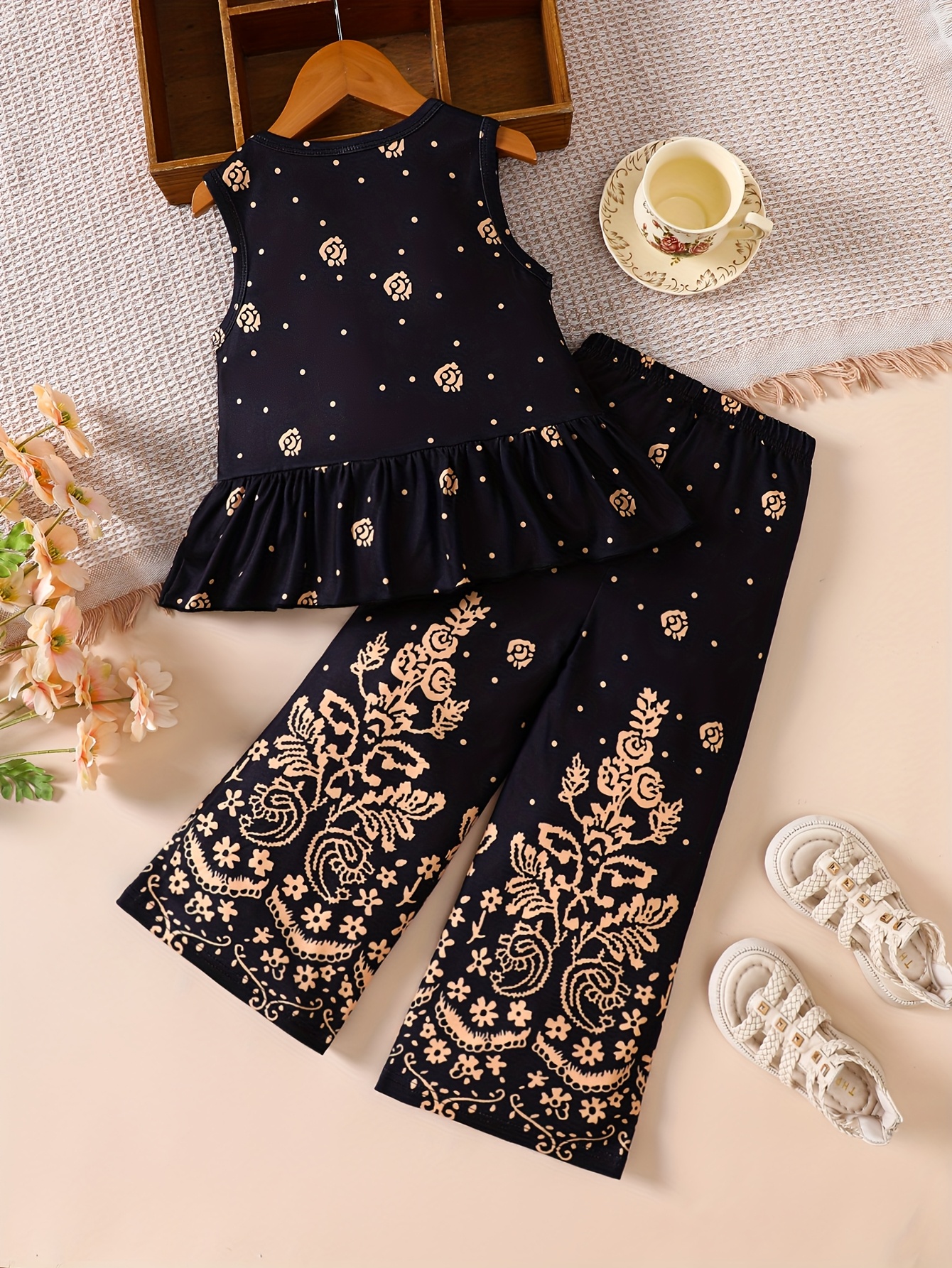 conjunto chaleco pantalones tejidos   estampado floral - Temu Peru