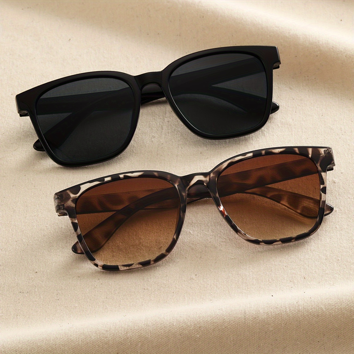 

2pcs Leopard Fashion Glasses Fashion Fashion Glasses For Women Men Anti Glare Sun Shades Glasses For Driving Beach Travel