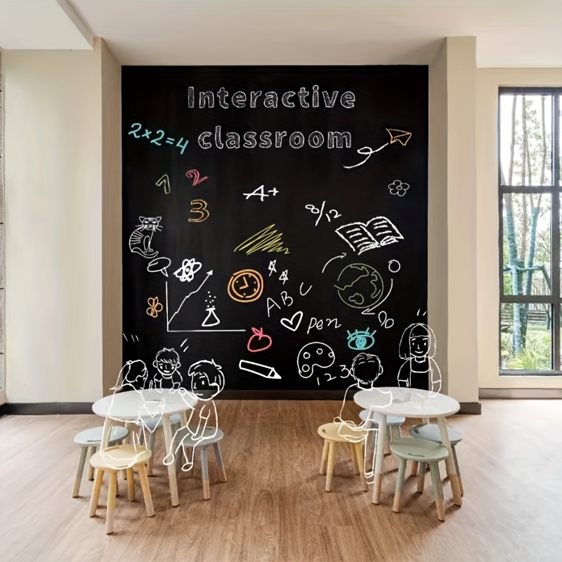 

Detachable Self-adhesive Blackboard Wall Sticker - Erasable Magnetic Graffiti Chalkboard Decal For Office, Teaching, And Training With Straight Match Shapes And Stripes Design In Paper Material
