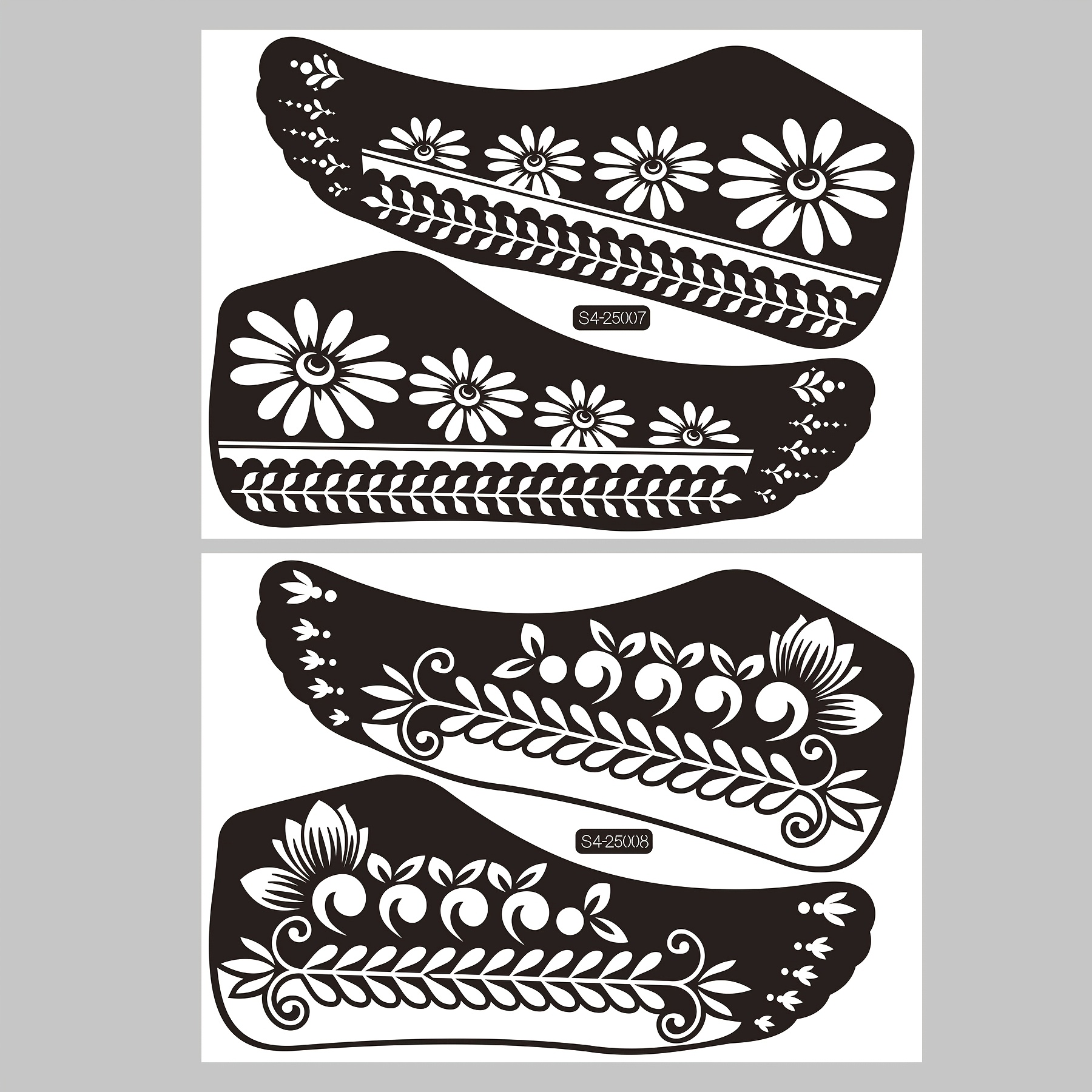 TEMU 2pcs Foot Tattoo Stencil Set - Exquisite Hollow-out Fine Texture, Reusable, Suitable For Diy Temporary Tattoos, Ideal For Parties And Daily Body