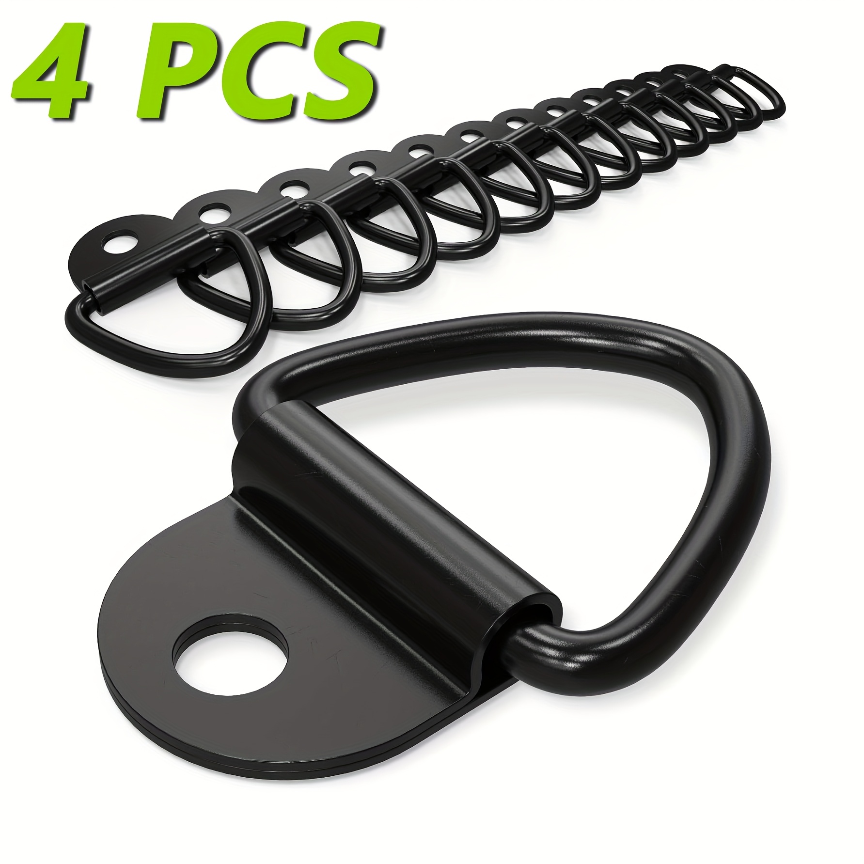TEMU Set Of 4 Tie Down Anchors Suitable For Trucks, Trailers, , And Boats, Featuring A Black Powder Coating For Rust And Corrosion Resistance