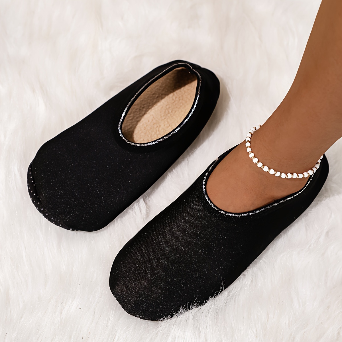 Image of Women's Winter Warm Fleece Lining Slippers - Sole Suitable For Indoor House, Machine Washable , Cozy For Home, Bedside & Lounge, Solid Color Casual (no Maintenance Required), Women Shoes