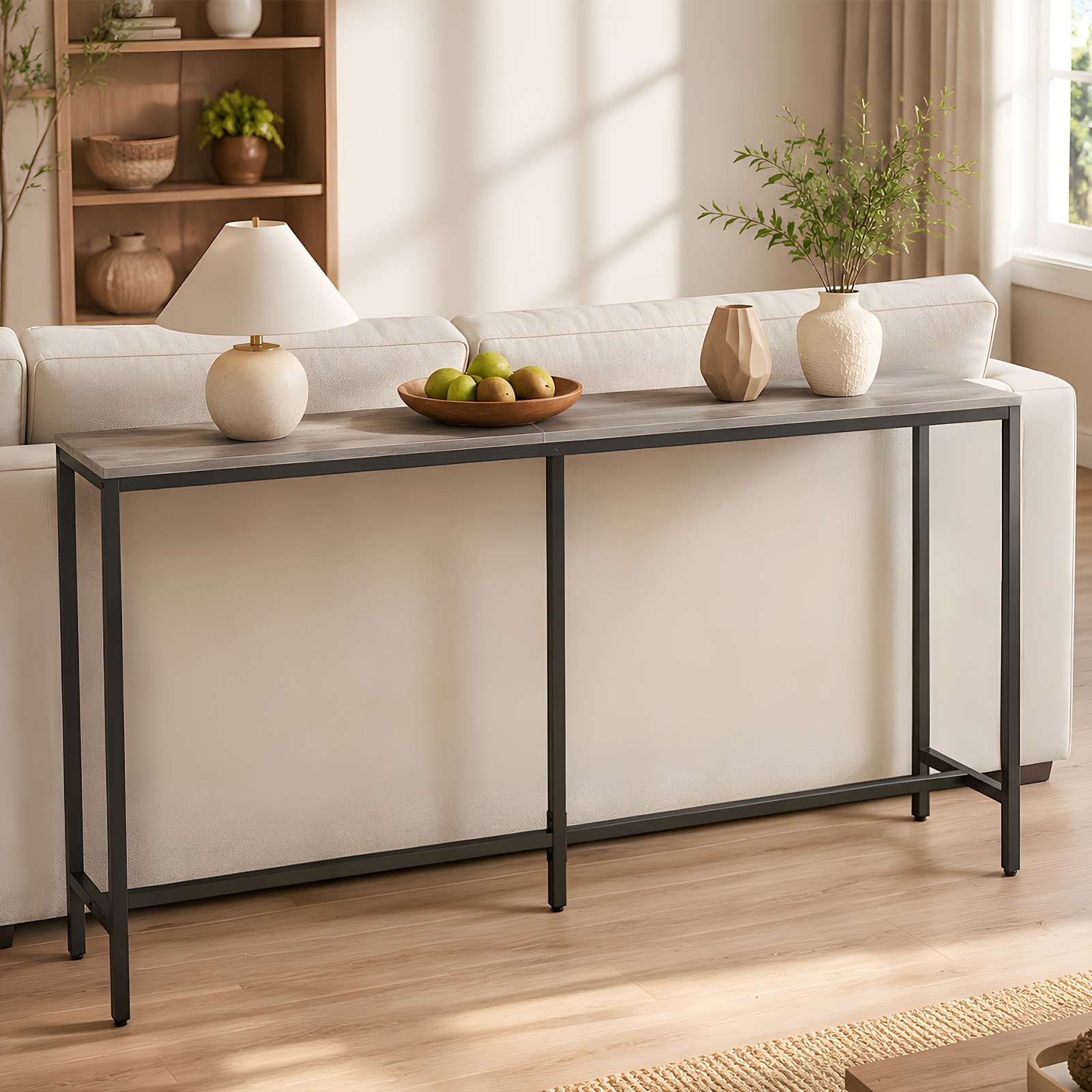 TEMU 160cm Console Table, Perfect As A Narrow Sofa Table For Entrances, Suitable As An Industrial Side Table For , Living Rooms, And Bedrooms. Sturdy