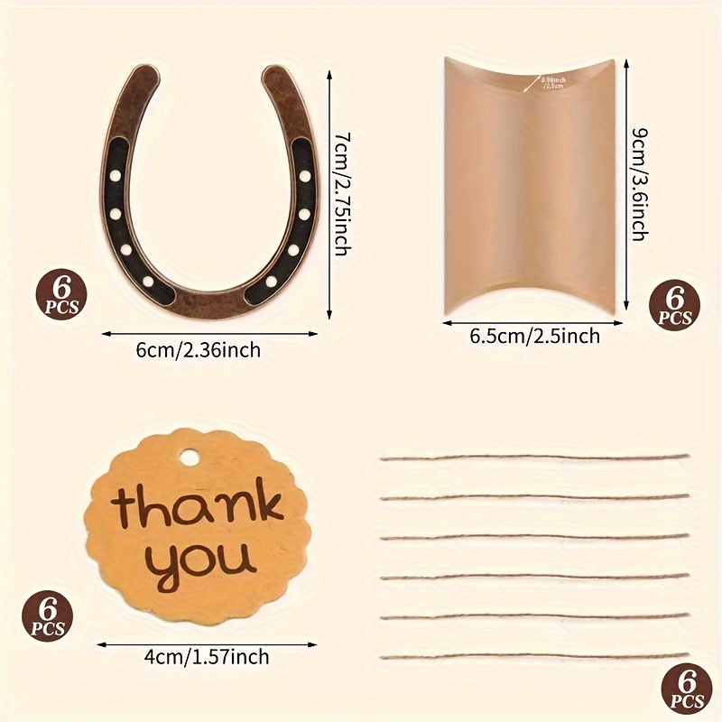 Image of Gift For Her/him 24pcs Horseshoe Favor Set With Tags, Boxes & Satin Ribbon - Vintage Metal For Wedding, Birthday & Western Party Decorations