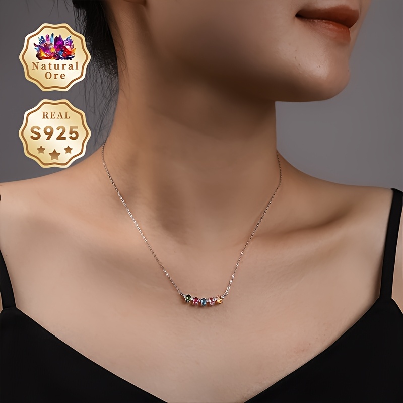 S925 Silver Colored Synthetic Gemstone Necklace, Wedding Accessory