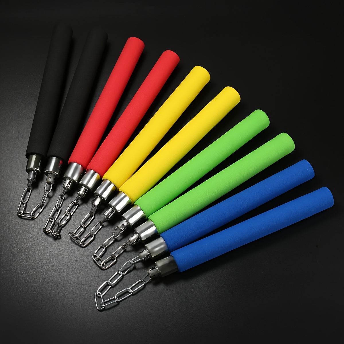 1pc foam nunchaku training sticks with steel chain   sponge material for beginners universal martial arts two section staff for practice and training ideal for valentines day ramadan thanksgiving christmas halloween black red yellow details 4