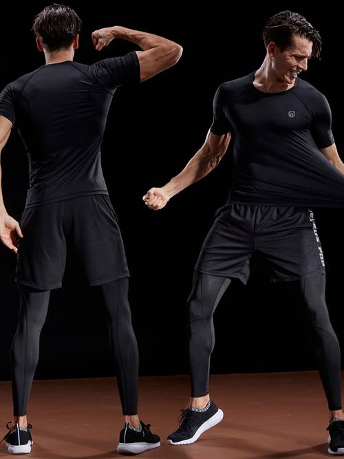 mens compression athletic workout t shirts 3 pack