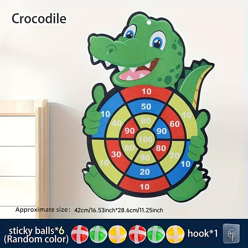 Image of Crocodile Dart Board Game, Polyester, Send Hook, Interactive Indoor & Outdoor Fun For Hand-eye Coordination, Small Ball Color Random