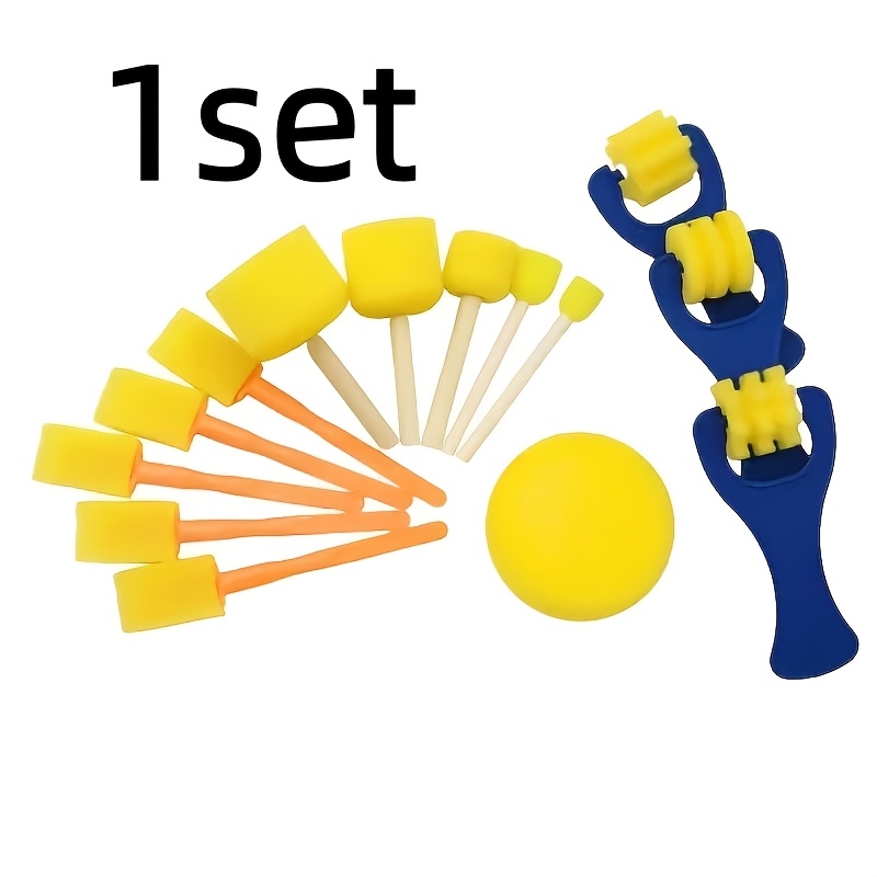 TEMU A 1/2 Set Of Creative Sponge Brushes Includes 5 Mushroom-shaped Brushes, 5 Trapezoidal Brushes, 3 Roller Brushes, And 1 Large Sponge Ball. A