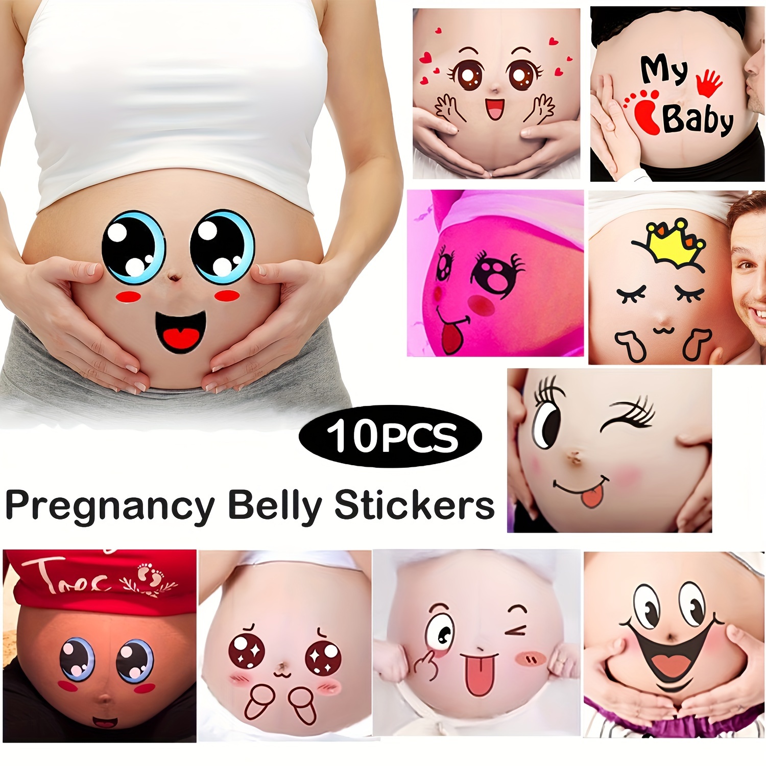 

10pcs Pregnancy , Maternity Fun Decals, Novelty Pregnant Woman Photo Props, Keepsakes For Expectant , Gift For Maternity - Suitable For 14 Of High-quality Paper