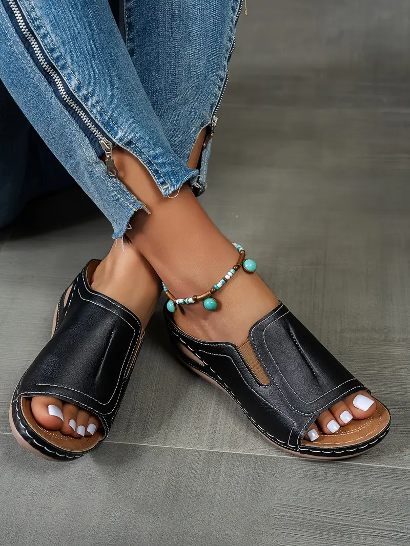 womens comfortable casual wedge sandals everyday anti slip shopping shoes summer outdoor beach slippers Product details 2
