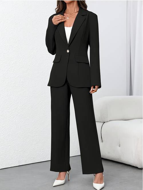 commuter casual 2-delige set, elegant eenvoudig ontwerp formeel pak vest en jas, broek lange broek ensemble
