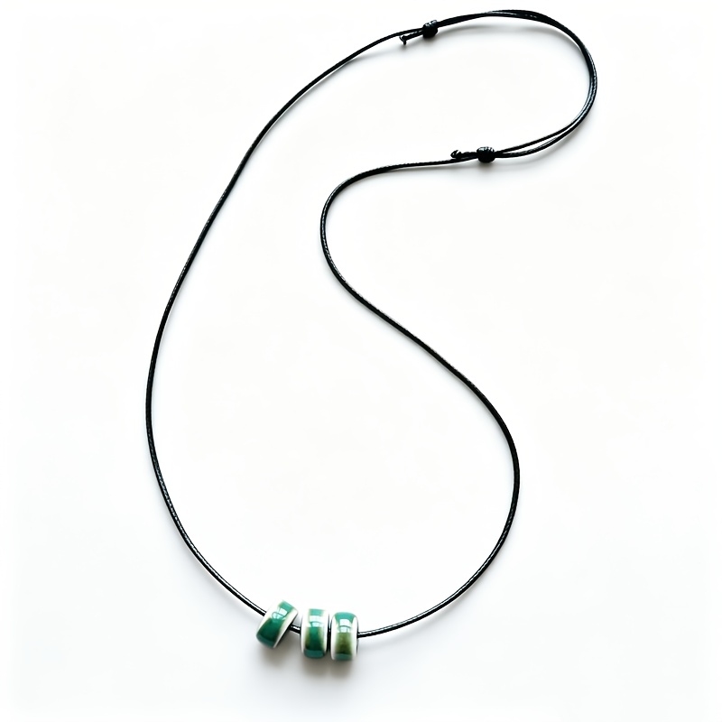 Women's Green Ceramic Geometric Pendant Necklace, Gift