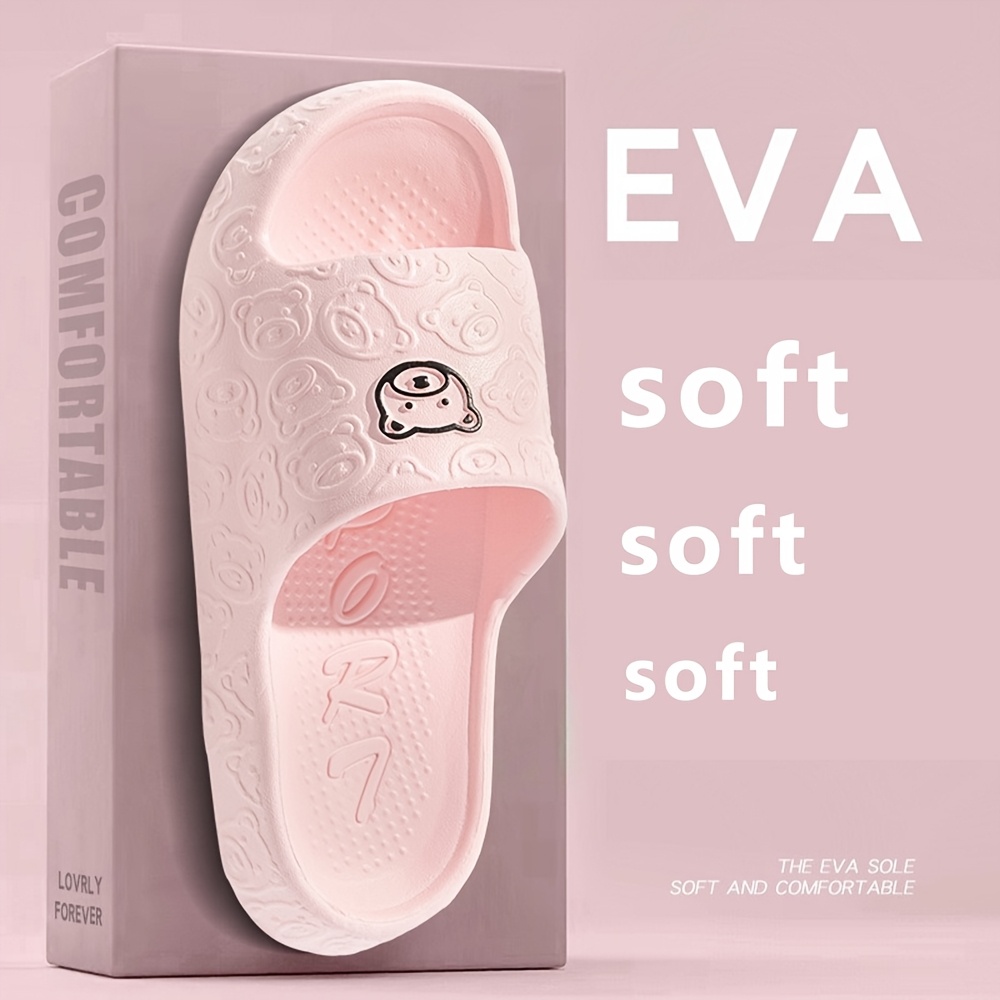 1 Pair Unisex EVA Slippers - Casual Solid Color Slip-On Slides for Summer Indoor Bathroom Shower, Soft Anti-Slip Sole Sandals with Hand Washable Inner & Insole