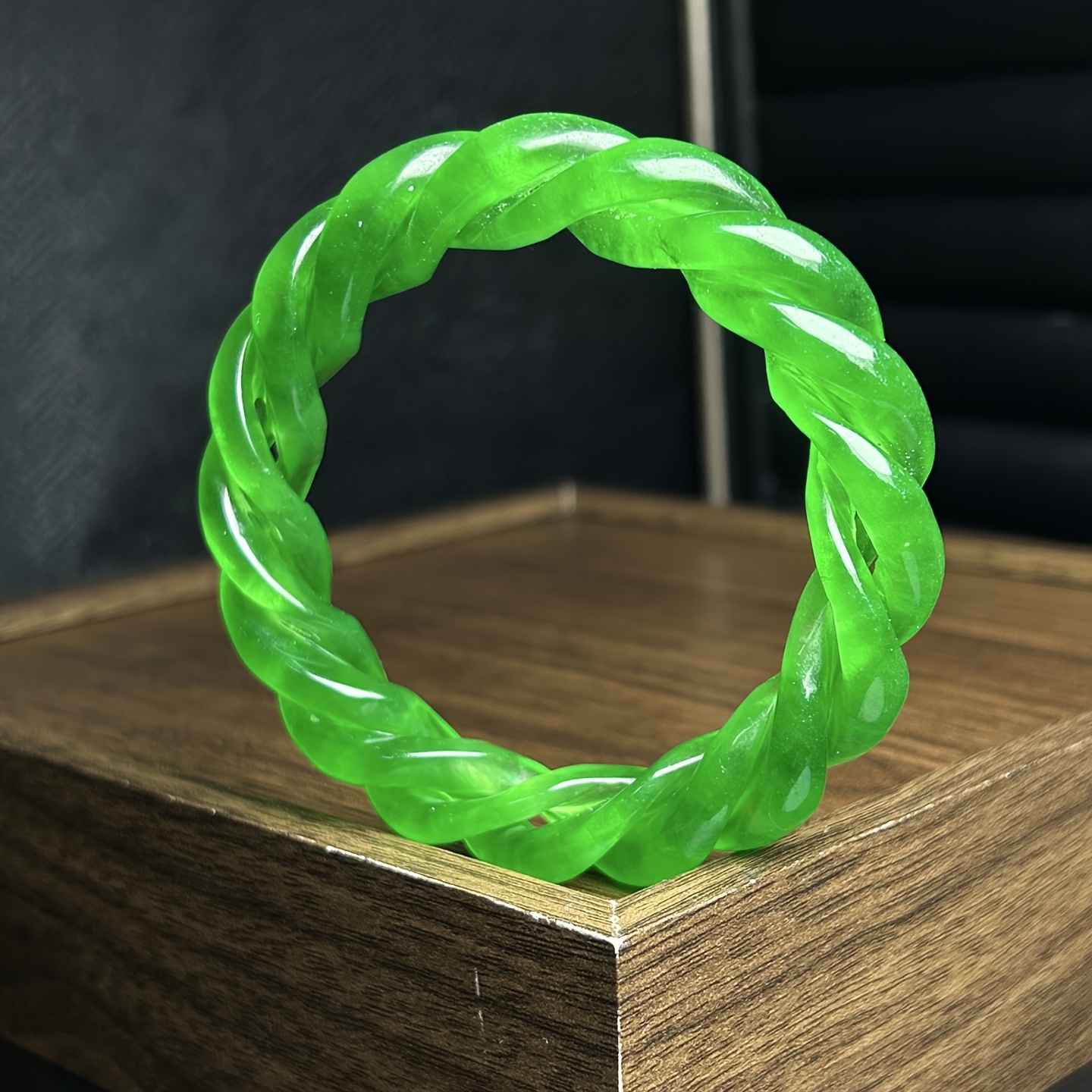 Retro Bright Green Twisted Braid Bracelet, Unisex Accessory