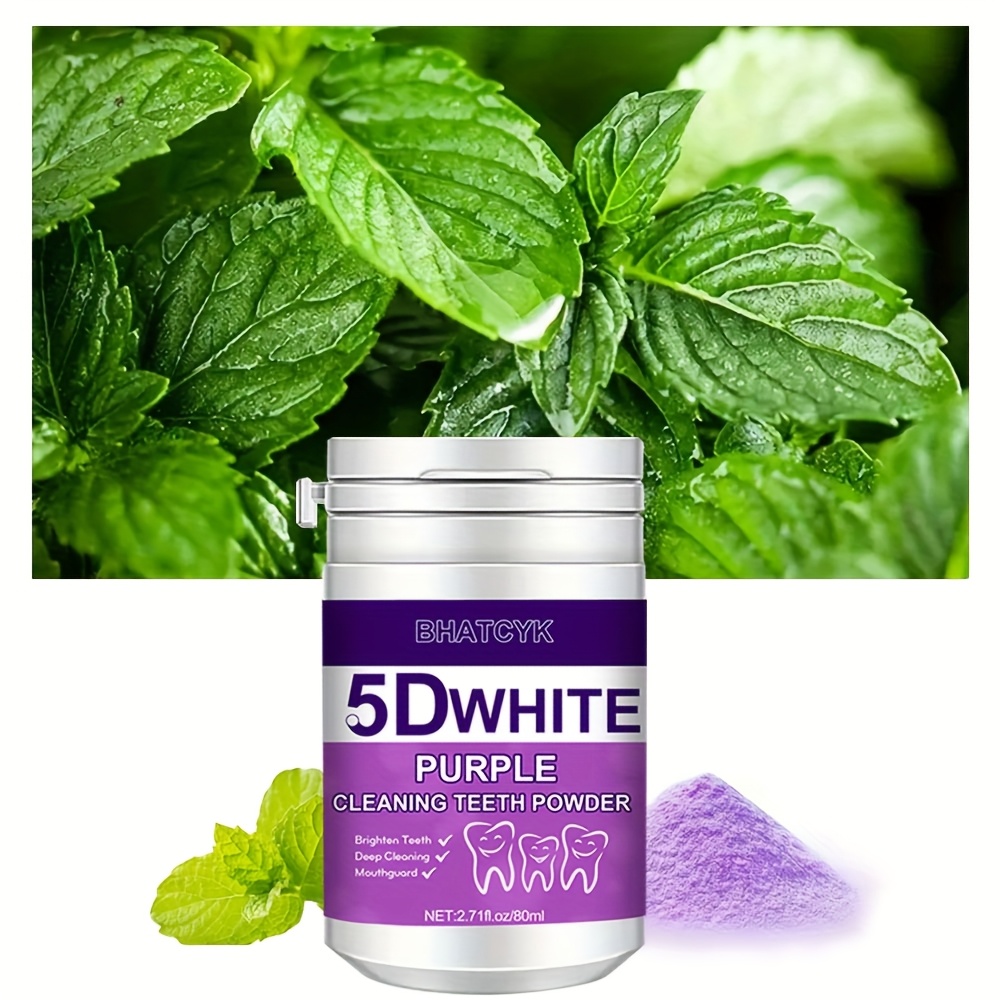 Image of Bhatcyk 1pc 5d Purple Teeth Cleaning Powder, Teeth Polishing Tooth Deep Cleaningpowder,tooth Cleaning Powder For Daily Life.travel