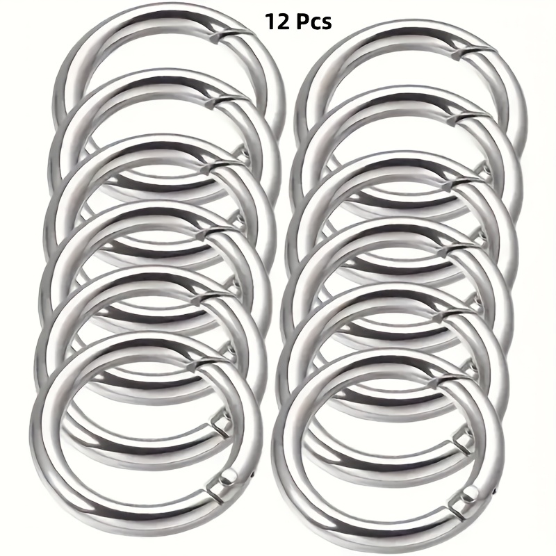 12pcs 23.5mm/20mm Trigger Spring O-ring Key Rings | Alloy Craft Additions, Suitable For Bags, Wallets, Purses, Pressing Key Rings