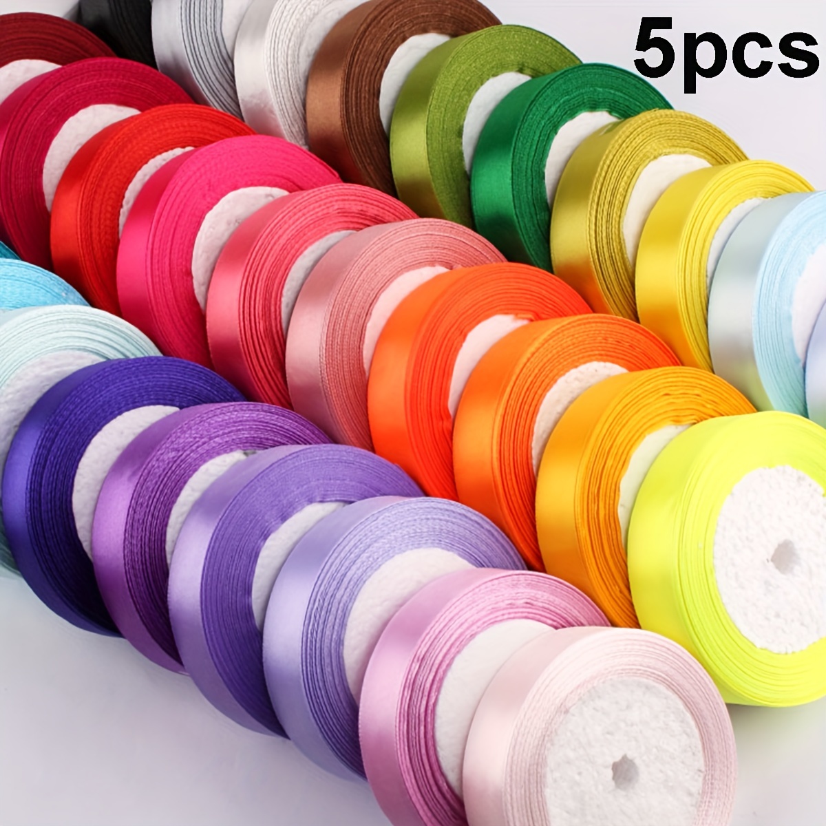 

5 Pack Ribbon 2cm Width 21m Long Ribbon Polyester Ribbon Wedding Bow Gift Wrapping Ribbon Diy Hairpin Ribbon