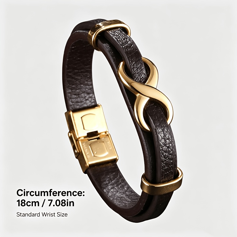 TEMU Men's Infinite Symbol Bracelet, 18cm Wrist Size Bangle, Business Casual Jewelry Gift