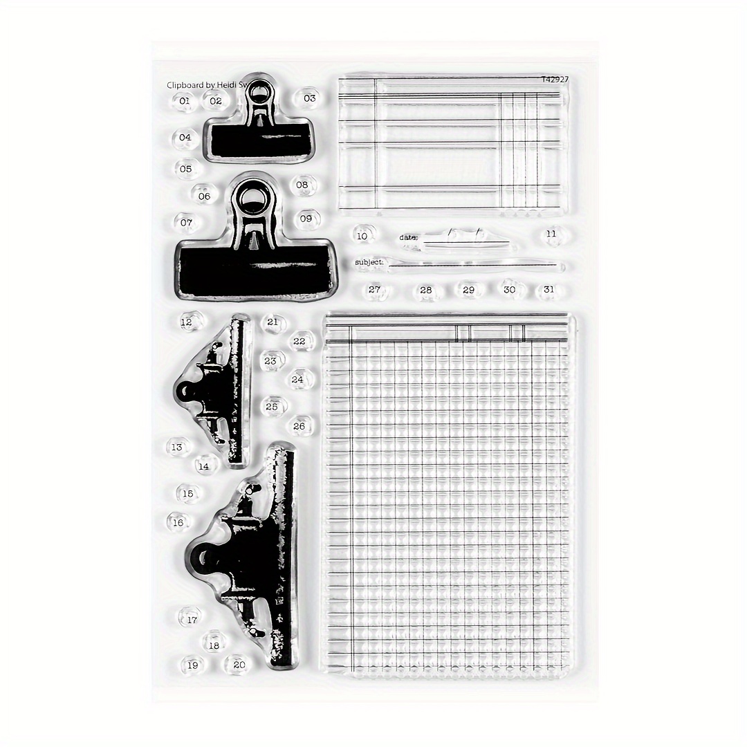 Image of 1pc Clipboard Transparent Stamp Embossed Stamp Silicone Stamp For Diy/card Making Decoration Craft Supplies Rubber Stamp