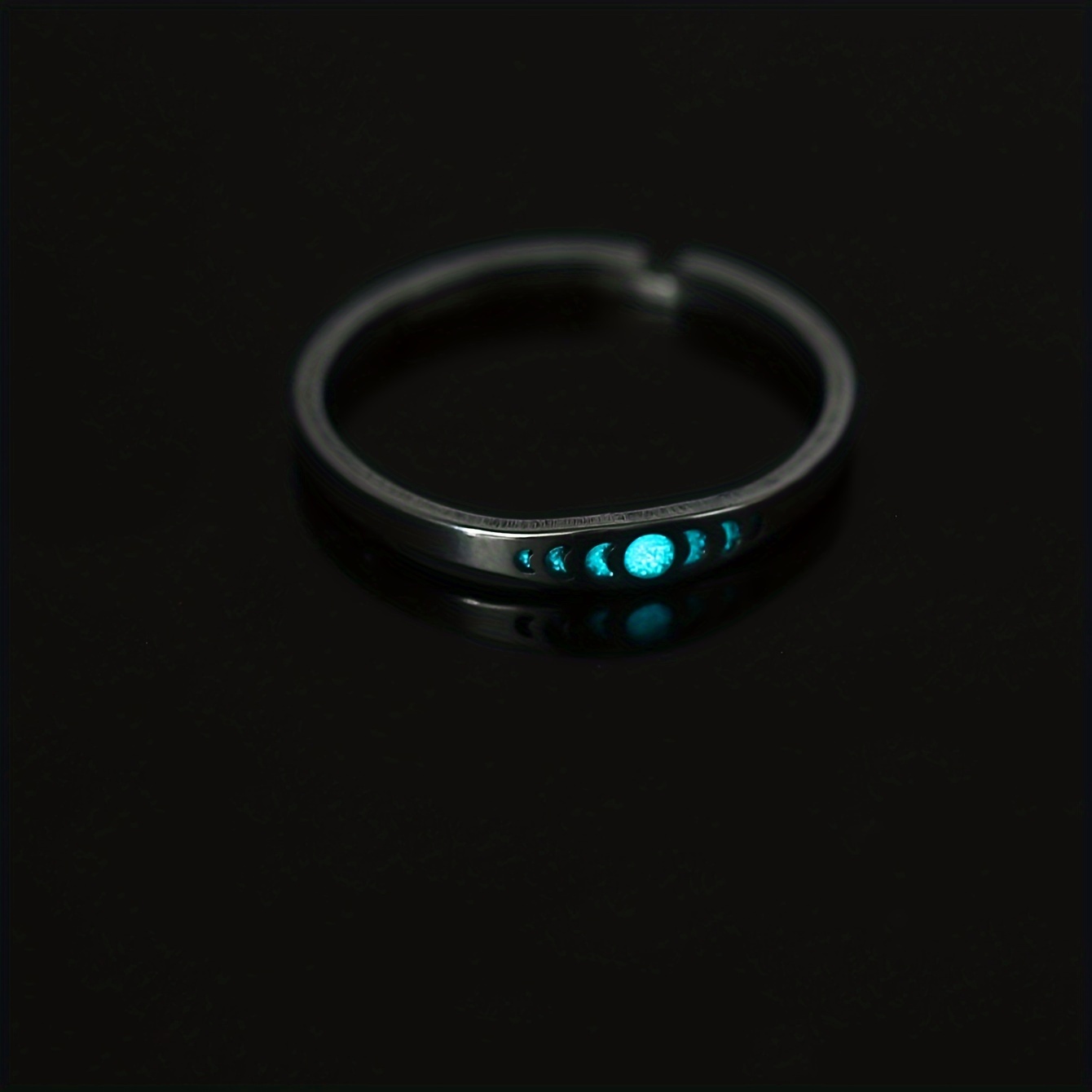 Classic Party Moon Phase Change Stainless Steel Open Glow Ring