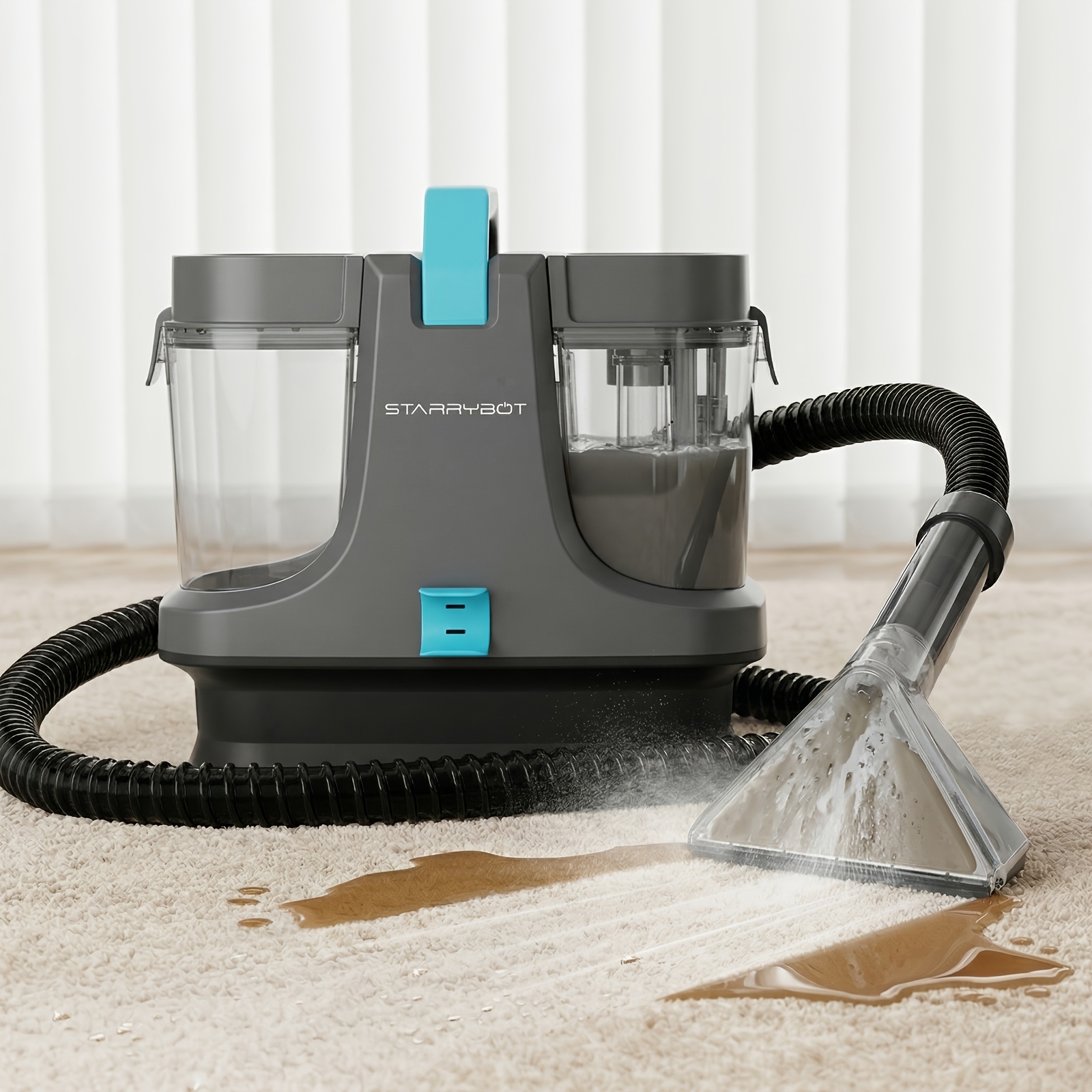   1500w limpiador de alfombras portátil con vapor y  , potente succión de 35kpa, limpiador de manchas profesional para mascotas, sofás, escaleras, alfombras y muebles, herramienta multisuperficie   incluida
