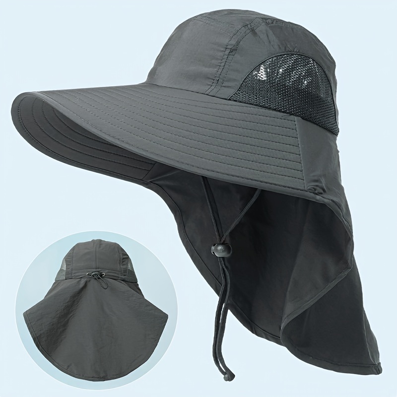 

Uv Protection Classic Fisherman Hat, Wide Brim Breathable Bucket Hat With Neck Flap, For Summer Fishing Hiking Outdoor