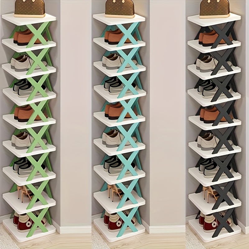 high narrow shoe rack used at entrances 9 tier sturdy shoe storage holds 8 9 pairs of shoes space saving corner shoe organizer suitable for closets doorways garages living rooms