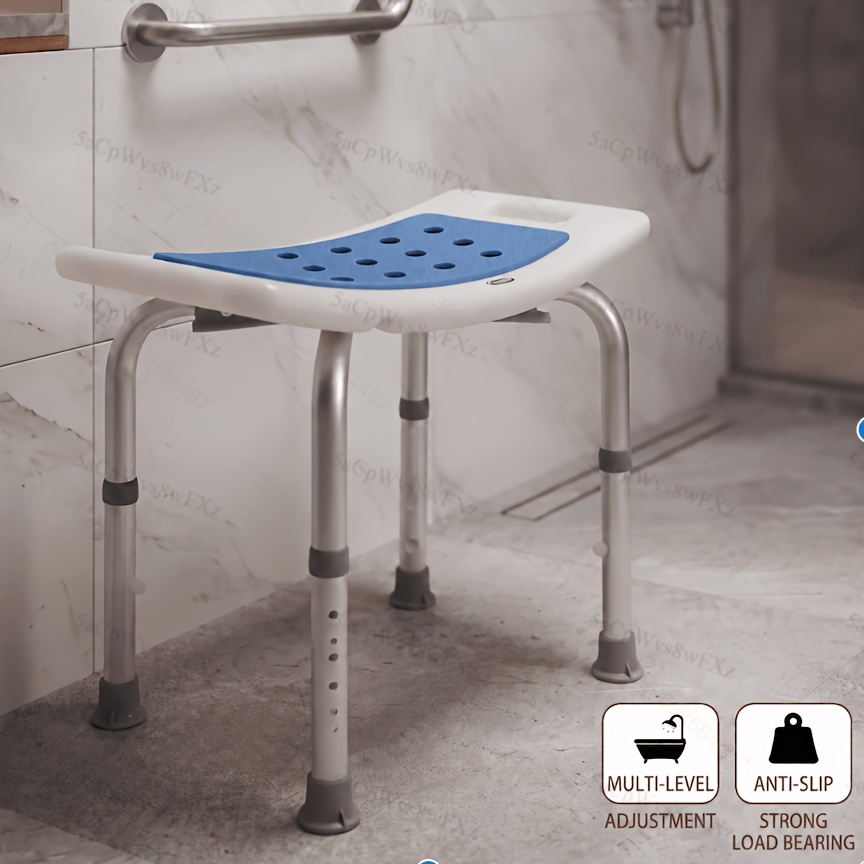 TEMU Adjustable Height Shower Chair, Heavy Duty Anti-slip Bath Bench With Feet For Seniors And