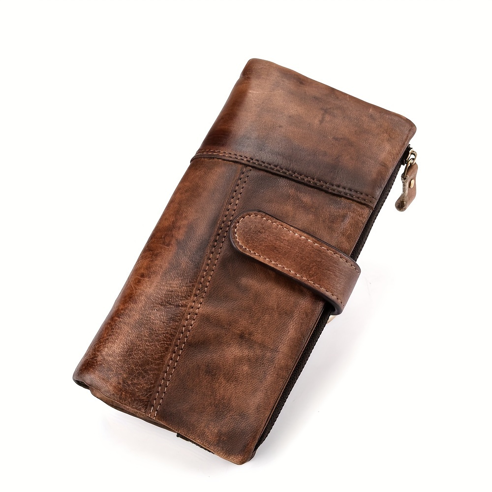 

Vintage-inspired Women's Rfid Blocking Wallet With Closure - Premium Leather, Polyester Lined