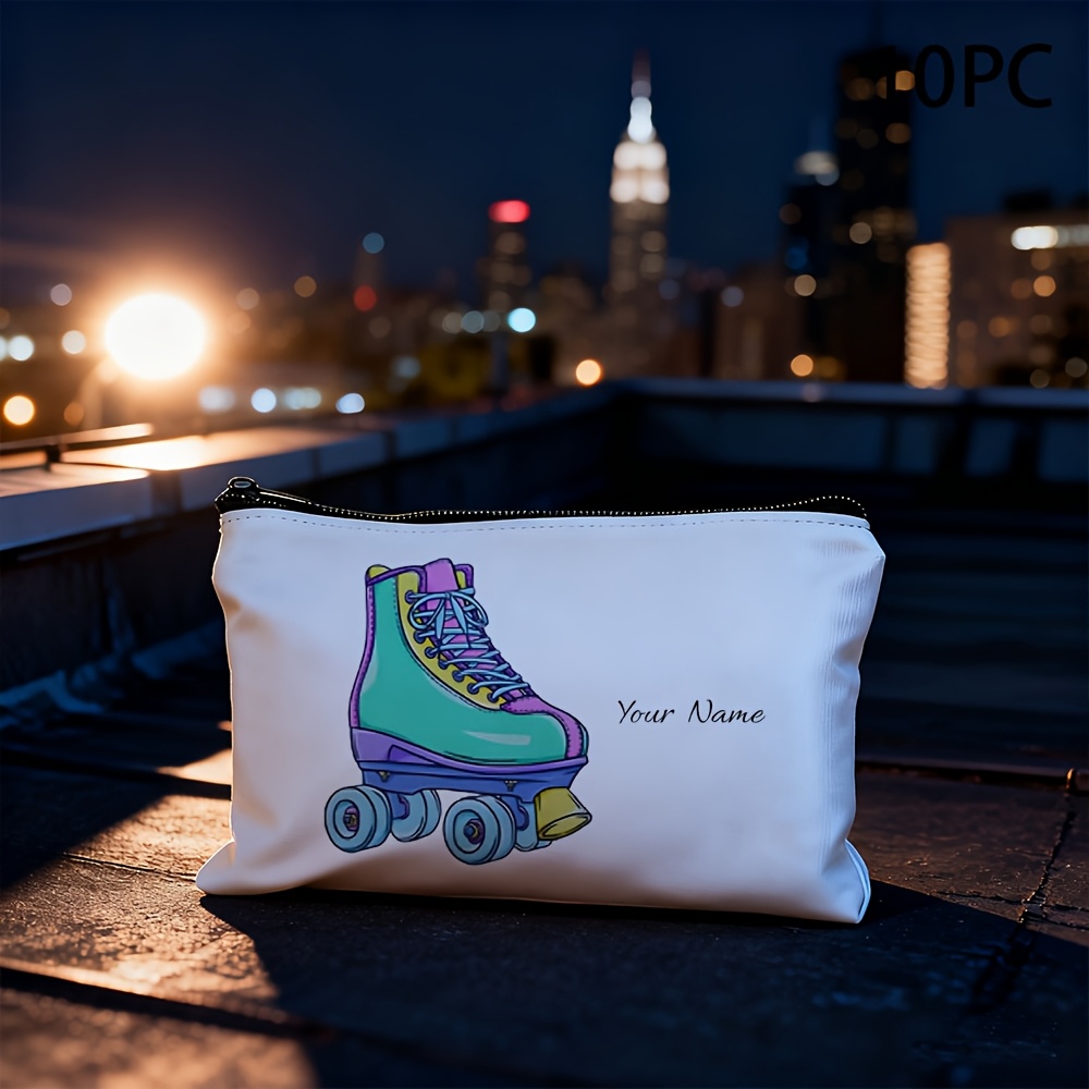 TEMU 1/10 piezas Bolsa de Maquillaje Personalizada Versátil para Todas las Edades y Géneros | Diseño Retro Colorido con Estampado de Patines de