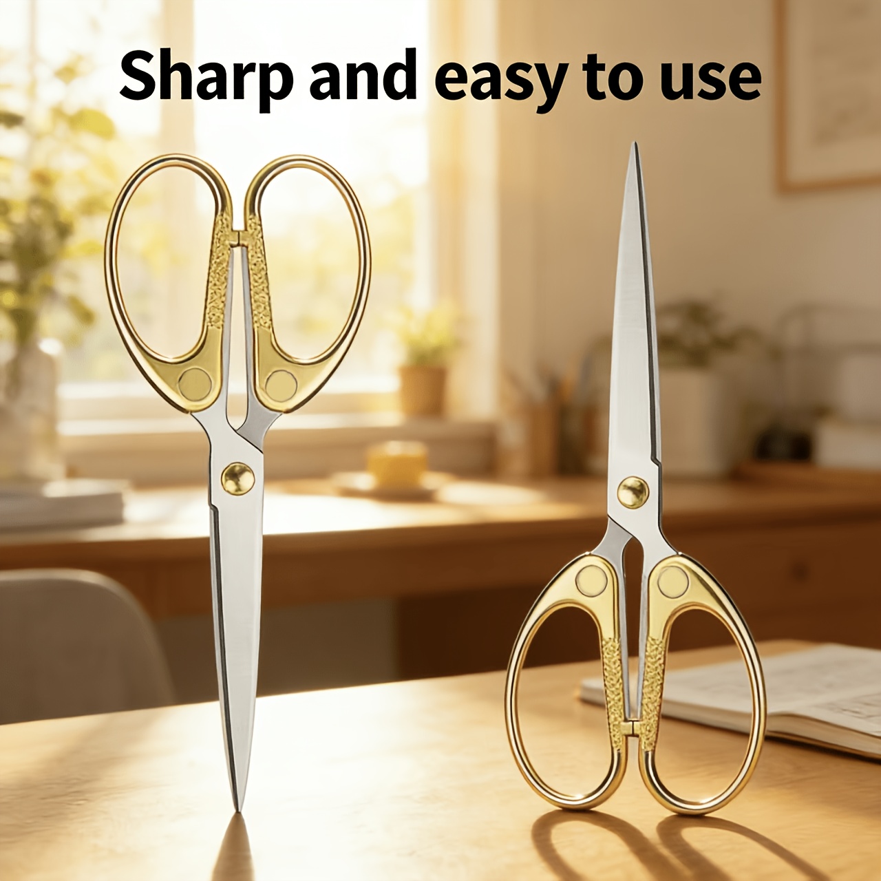 TEMU 2pcs Large-sized Stainless Steel Alloy Scissors, Household Small Scissors, Stationery Office Scissors, Art Scissors, Paper-cutting Scissors,