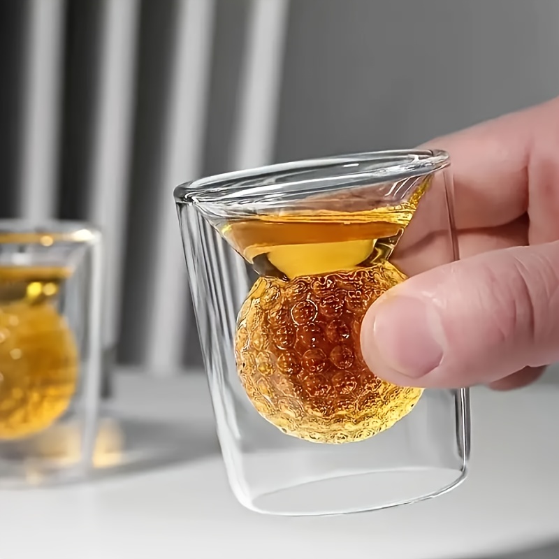 2 4pcs golf ball shaped glass tumblers glasses whiskey cups   tequila s whiskey juice reusable drinkware ideal  