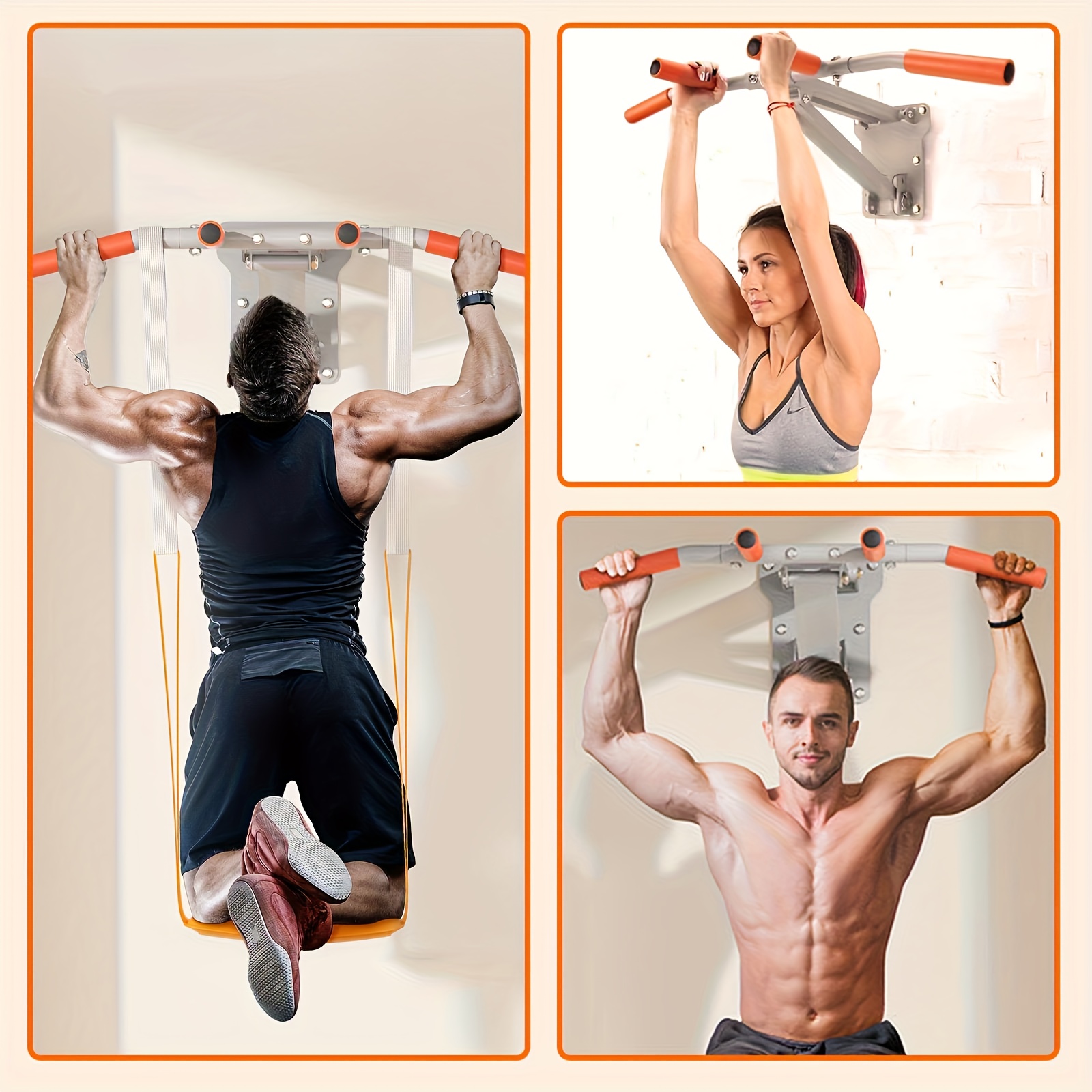 Space-Saving Foldable Wall-Mounted And Dip Station, Adjustable Height  with Multiple Grip Options, Supports a Weight of 440