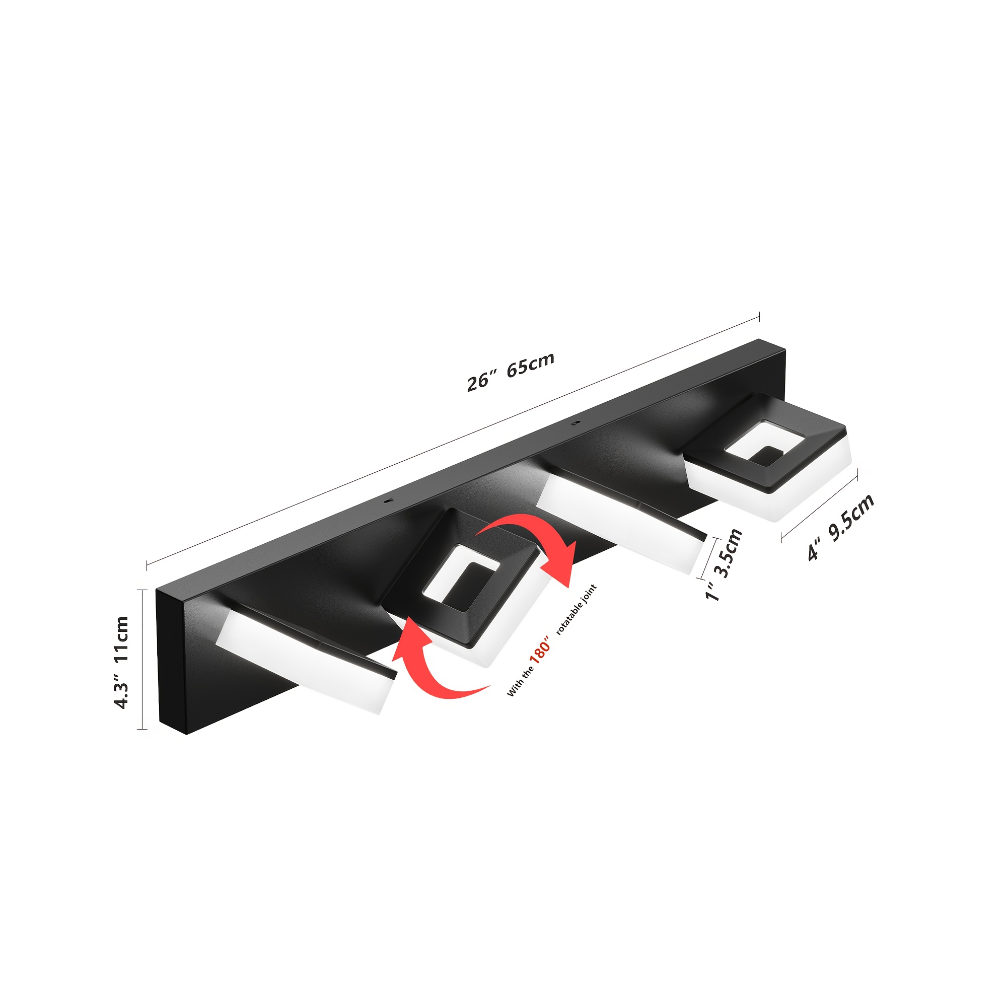 modern   fixture 3 4 5 6 light adjustable black end bathroom wall sconce with 180 rotatable lamp heads 6000k cool white for mirror and makeup lighting