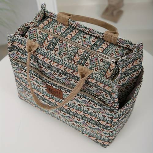 new product thickened jacquard fabric handbag large capacity portable storage bag lunch bag suitable for bringing meals to work outdoor picnics lunch box storage the inside is an aluminum foil insulation layer non food contact