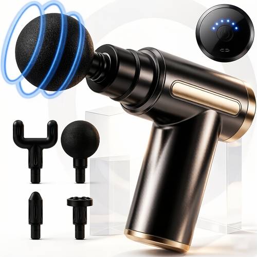 cordless portable muscle massage gun with an lcd with adjustable speed designed for athletes therapists and massage needs suitable as a gift for outdoor sports