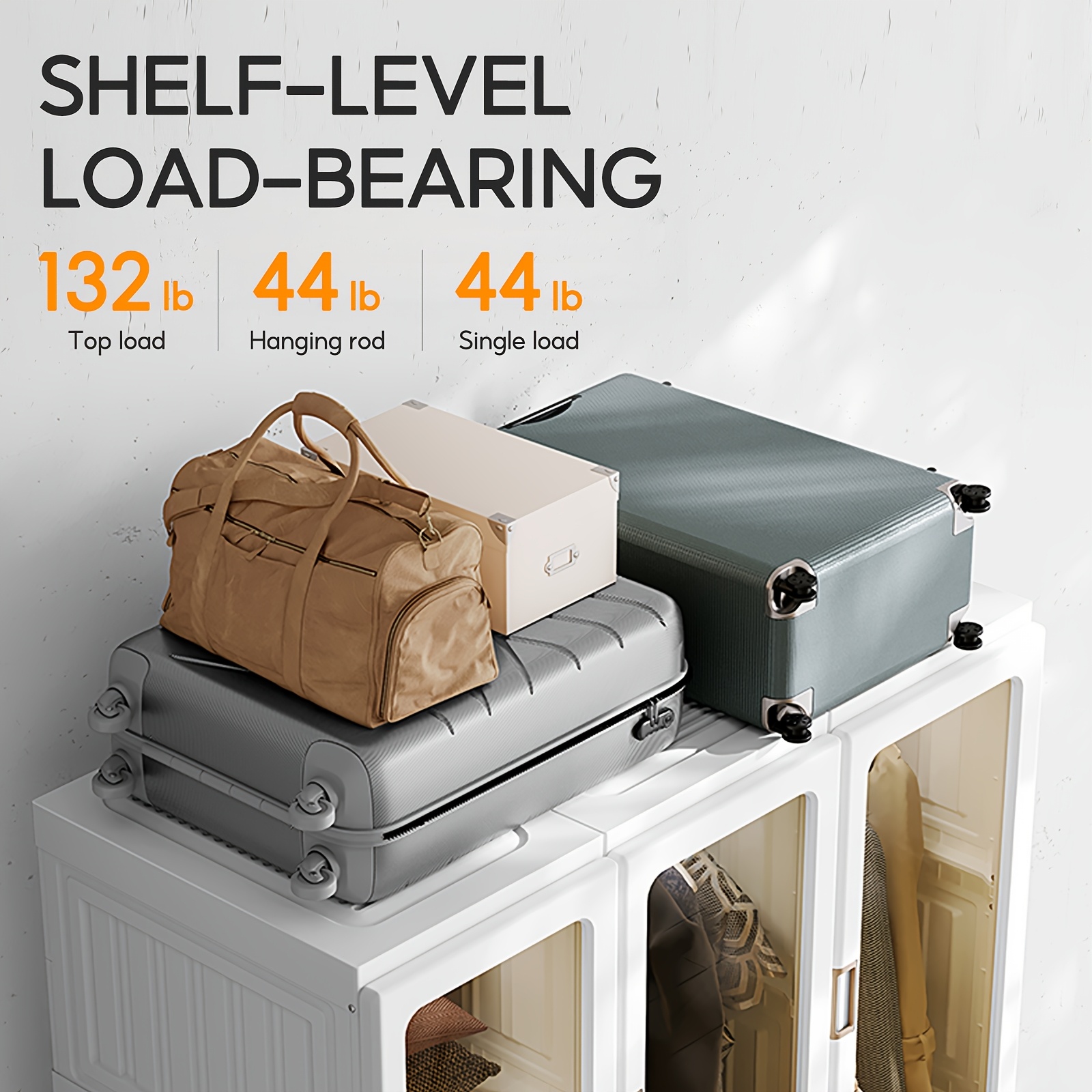 Magnetic Transparent Door Portable Wardrobe, with A Sturdy, Foldable Frame And Easy Assembly. Features 2 Or 3 Hanging Rods for Clothing Storage, Suitable for Bedrooms, Living Rooms, Dormitories, And Apartments.