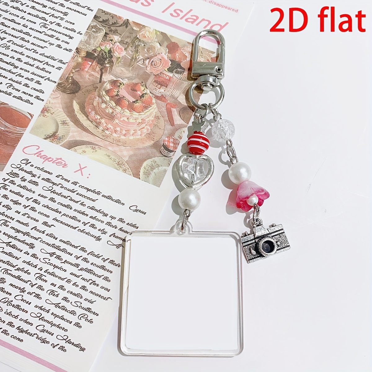 TEMU 2d Flat, Customized Japanese Record Acrylic Keychain & Bag/pendant Charm - Ized Photo/text, Beaded Chain With Lobster Clasp, 2d Flat Design For