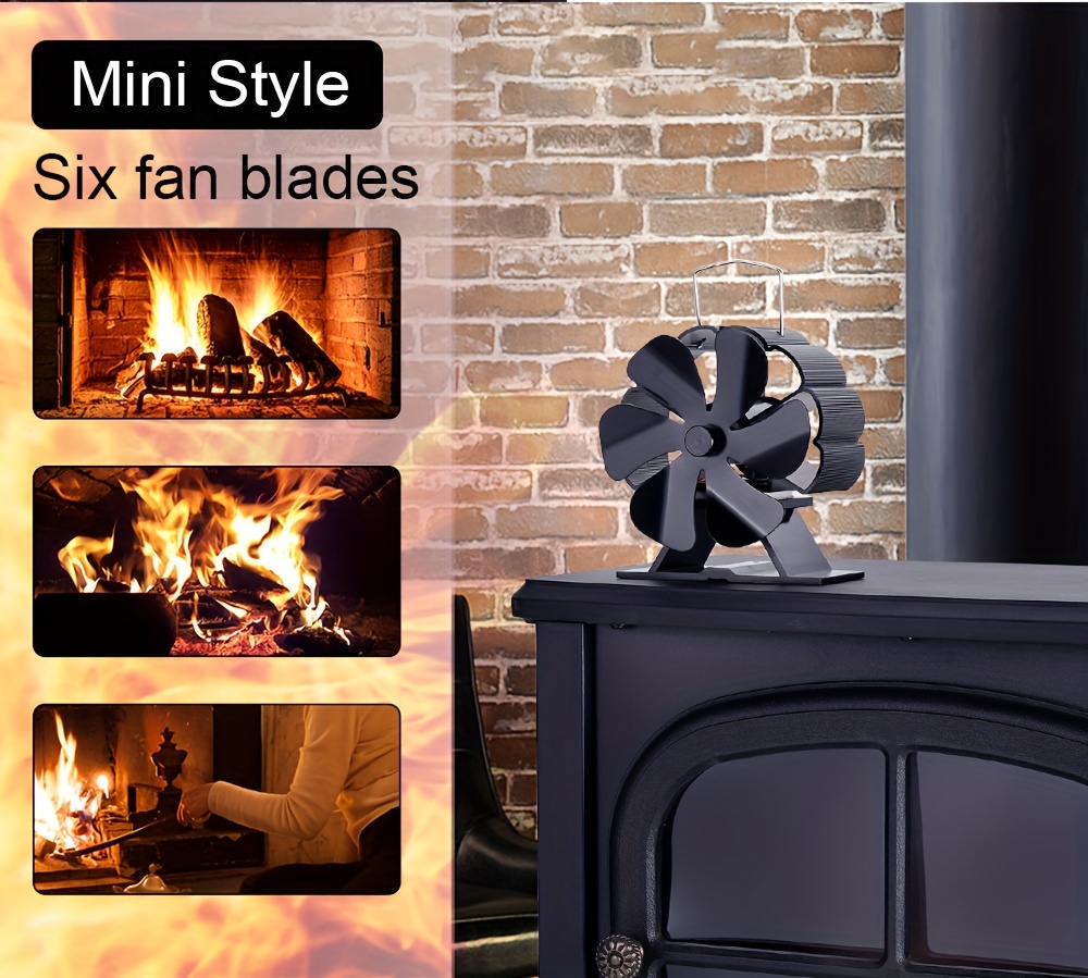 decor heat powered stove fan 6 blade aluminum silent table fan for   portable non electric fireplace accessory with multiple components for indoor heat distribution details 2