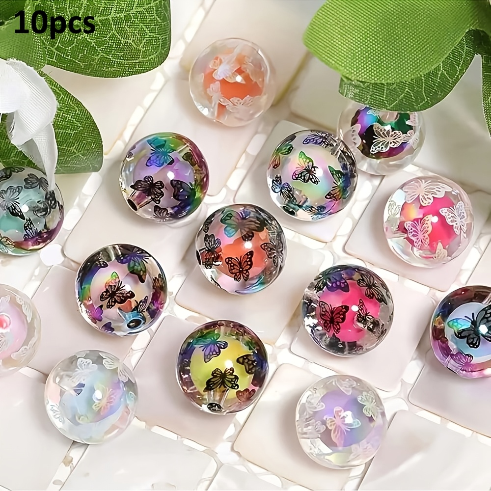 TEMU 10pcs Of 16mm Black And White Pattern Acrylic Double-layer Design Beads - Suitable For Diy Pens, Necklace Accessories, And Bracelet Making
